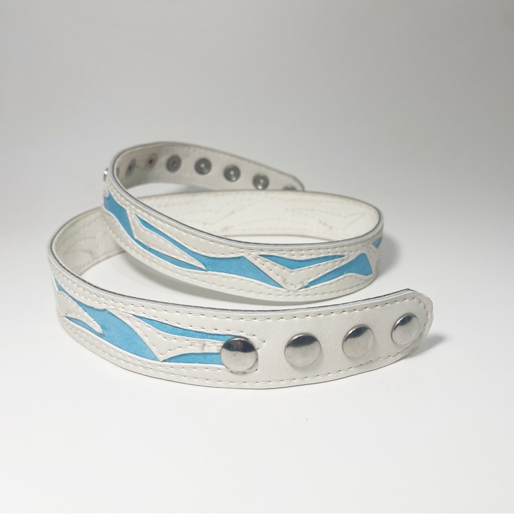 Handmade Adjustable Vinyl Belt with SS Snaps and Decorative Stitching
